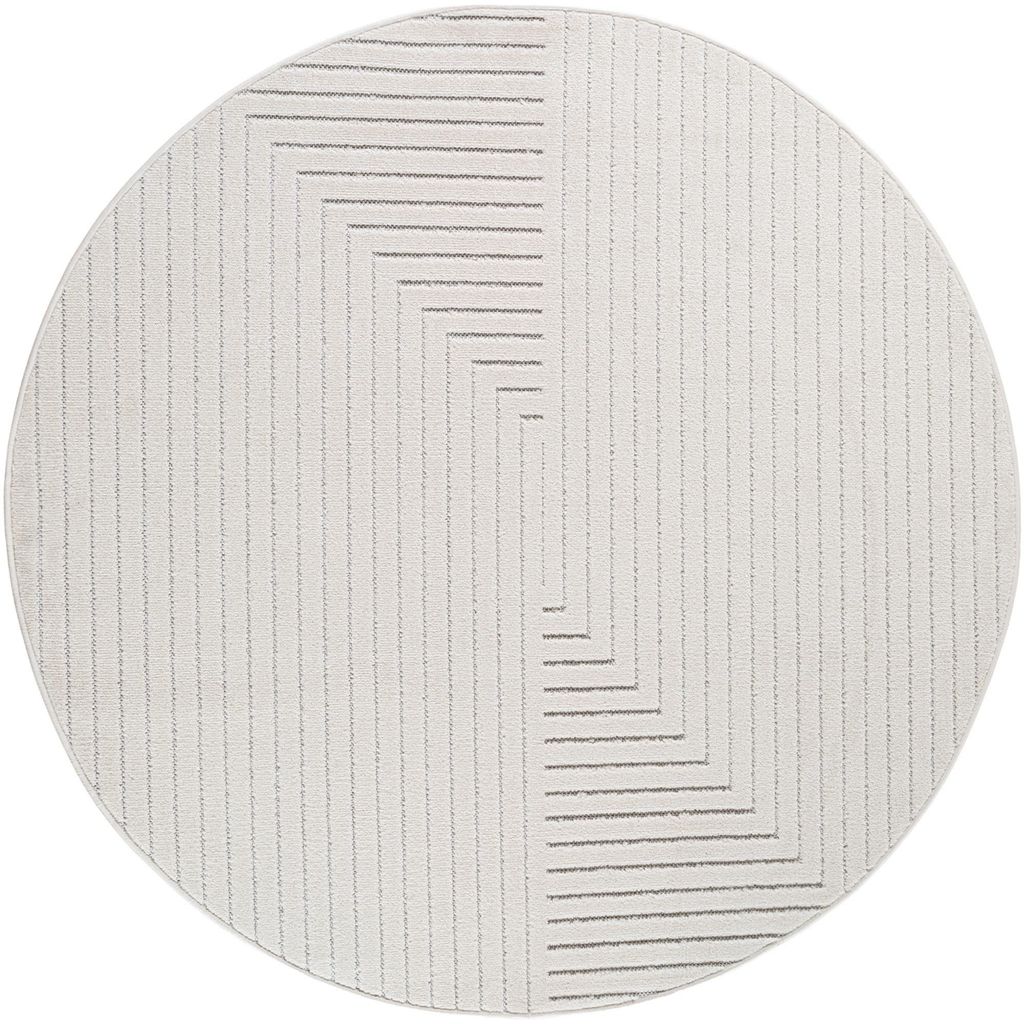Outdoor Teppich Labyrinth-Linien Wetterfest Waschbar Strapazierfähig | Creme 200x200 Fußbodenheizung | ENGADIN – Kadima Design