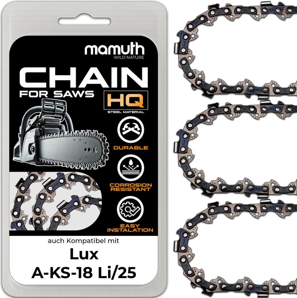 3x Łańcuch 25cm 1,3mm 3/8" 40 TG do Lux A-KS-18 Li/25 Zdjęcie produktu 
