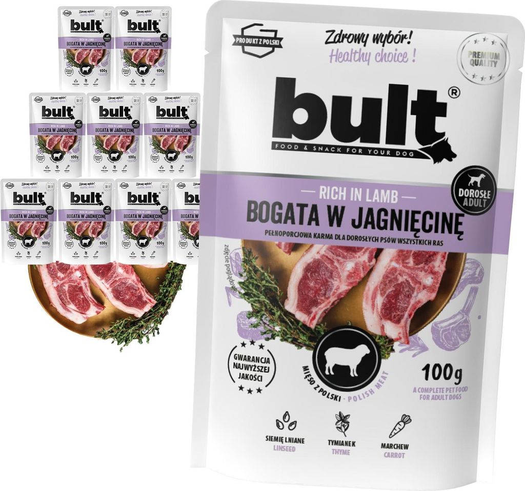 Bult | Feuchtigkeitsfutter für Hunde Lamm - 10x100g - 75% Produktbild 