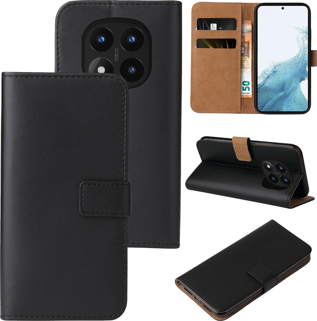 Handyhülle für Xiaomi Redmi Note 14 Pro 5G / Pro+ 5G Klapphülle Bookcase Flip Cover Hülle Handy Tasche Etui Farbe: Schwarz