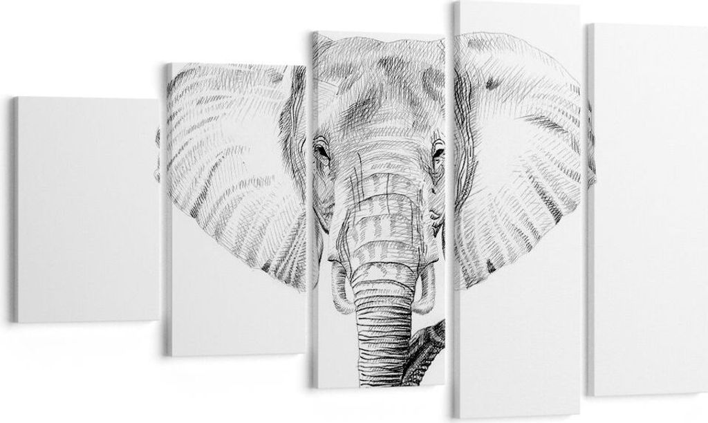 Bild auf Leinwand - Leinwandbild - Elefant Afrika Illustration Kinder - 100x60cm - Wand Bild - Wanddeko - Leinwanddruck - Bilder - Kunstdruck - Lei...
