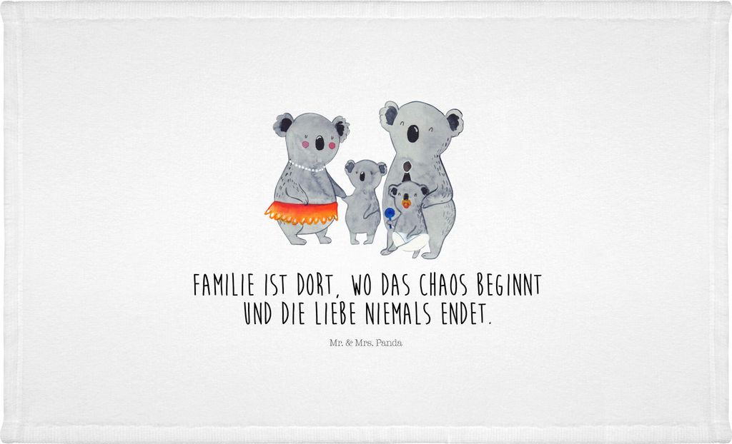 Mr. & Mrs. Panda Handtuch Koala Familie - Weiß - Geschenk, Muttertag, kleines, 50x100, Mama, Kinder, Frotteehandtuch, Family, Geschwister, gesicht...