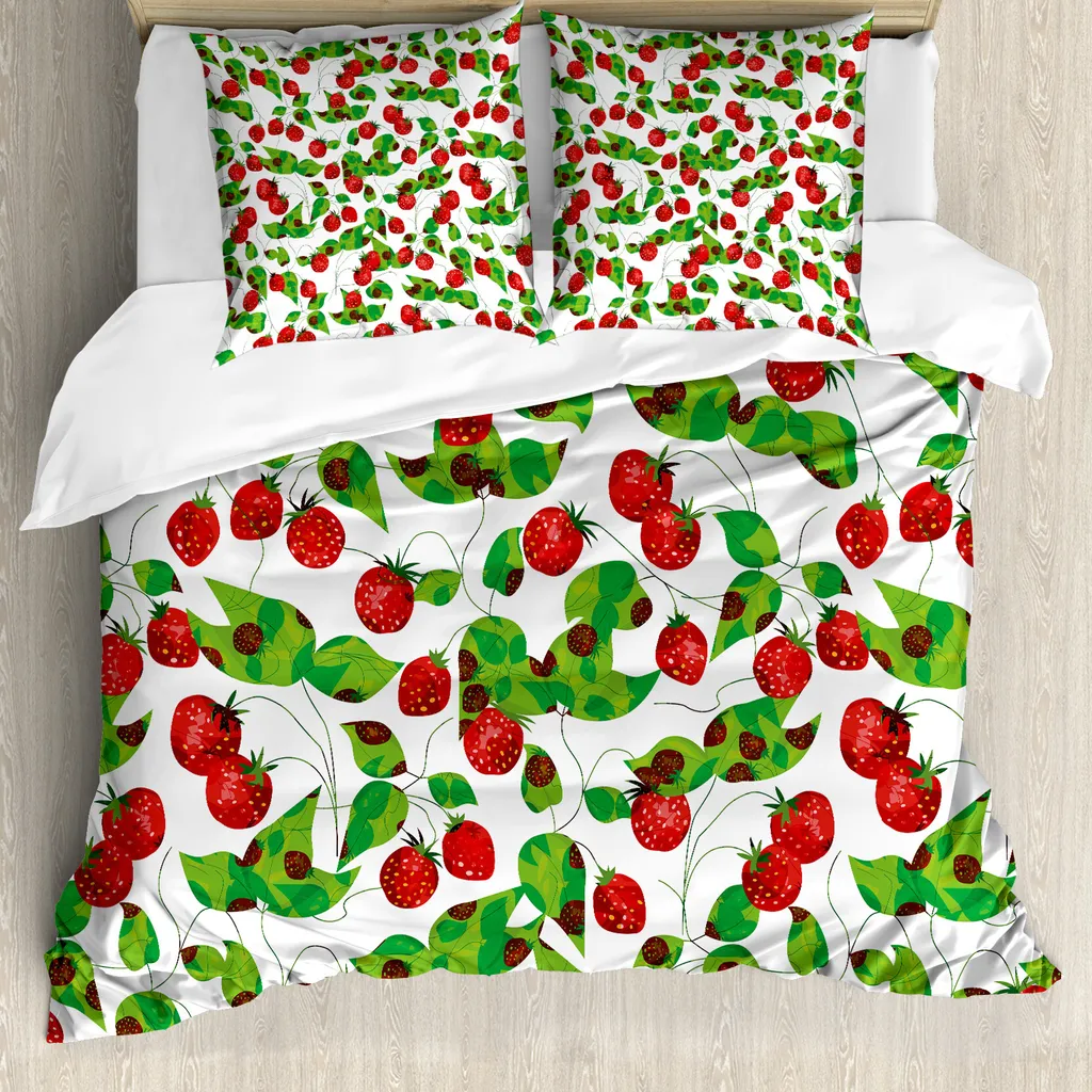 Parure de lit Fruits d'été anti-acariens 155x220 cm pour chambre adulte