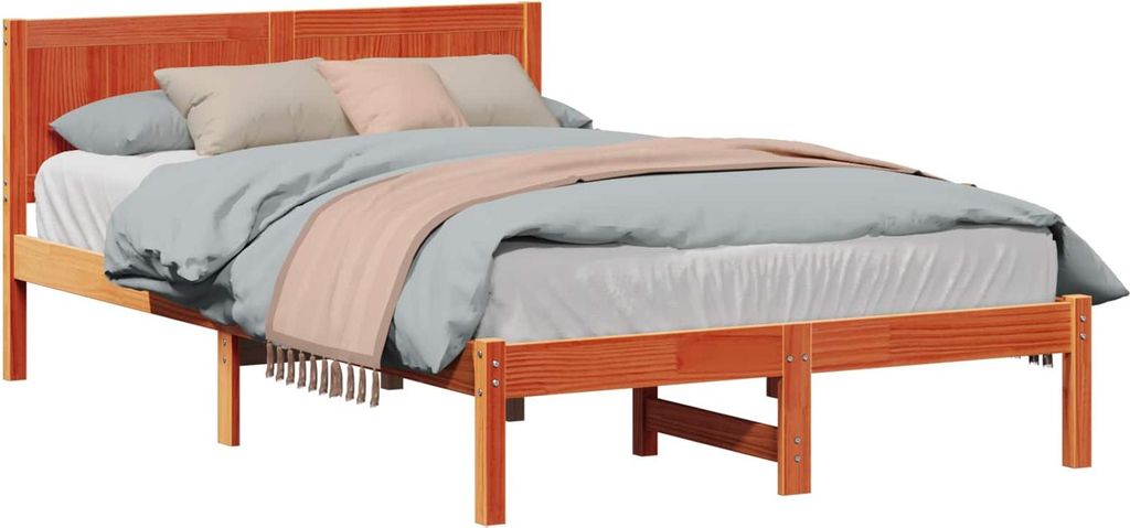 vidaXL Bettgestell Braun 140 x 190 cm Massivholz Kiefer