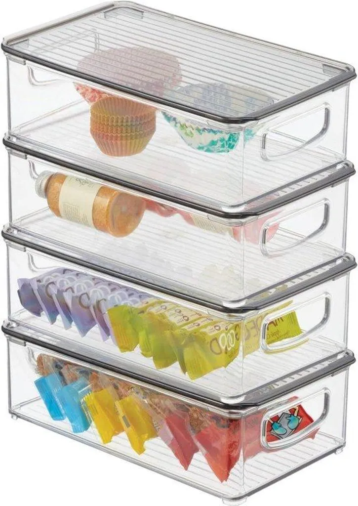 Boîte plastique avec couvercle : finissez-en avec le désordre - Lot de 4