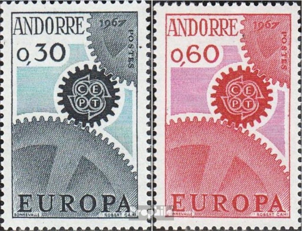 Briefmarken Andorra - Französische Post 1967 Mi 199-200 Produktbild 