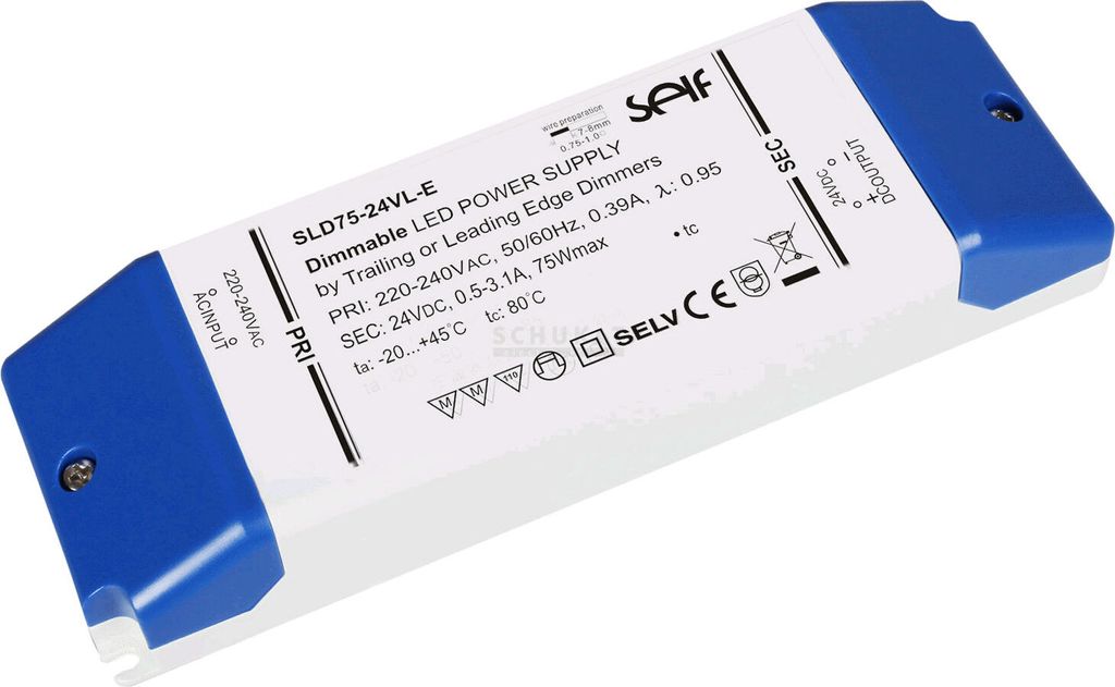 LED-Netzteil CV 24 DC 12-75W 0,5-3,1A dimmbar Phasenan/abschnitt IP20