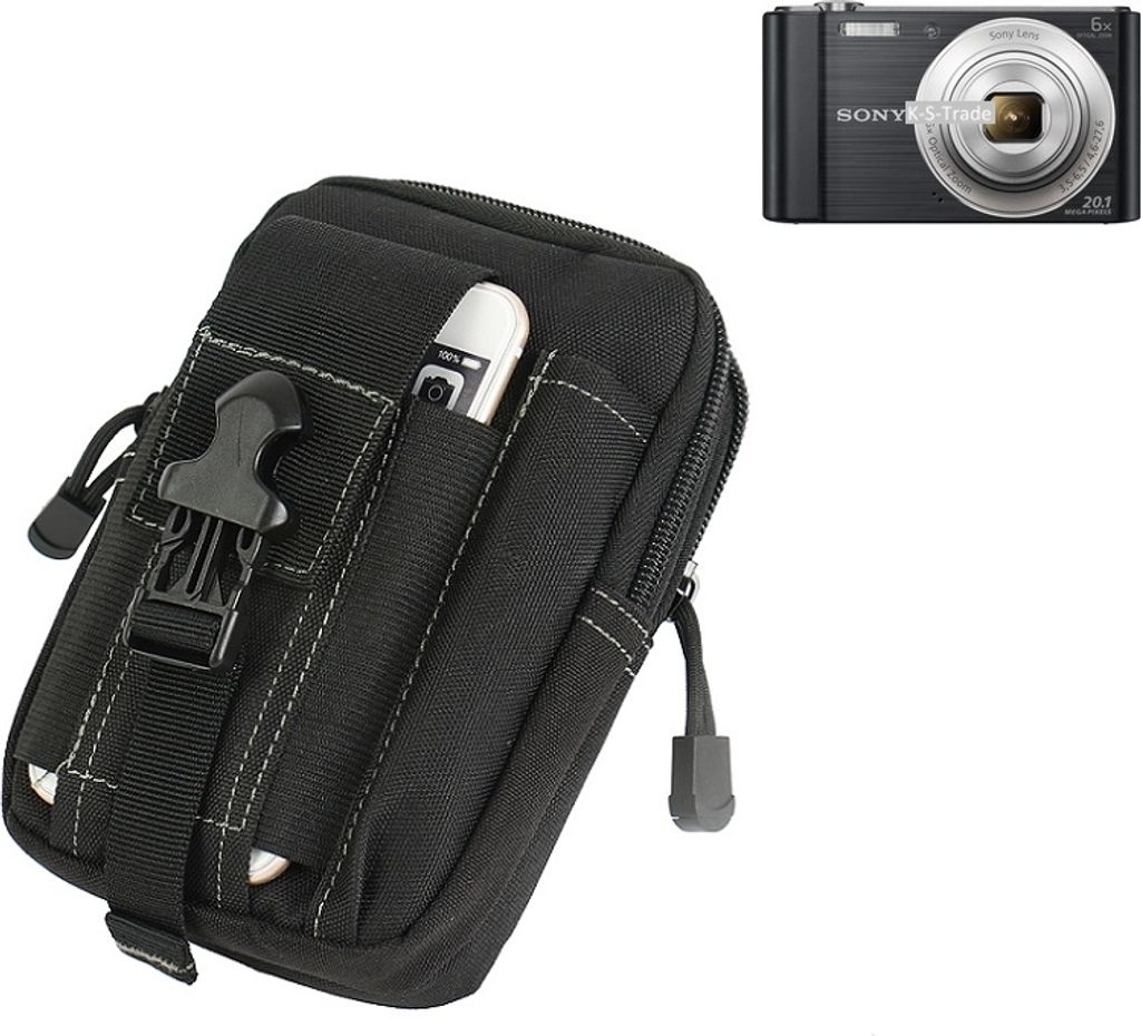 K-S-Trade Holster Kamera-Tasche kompatibel mit Sony Cyber-shot DSC-W810 Gürtel-Tasche mit Extrafächer schwarz 1x