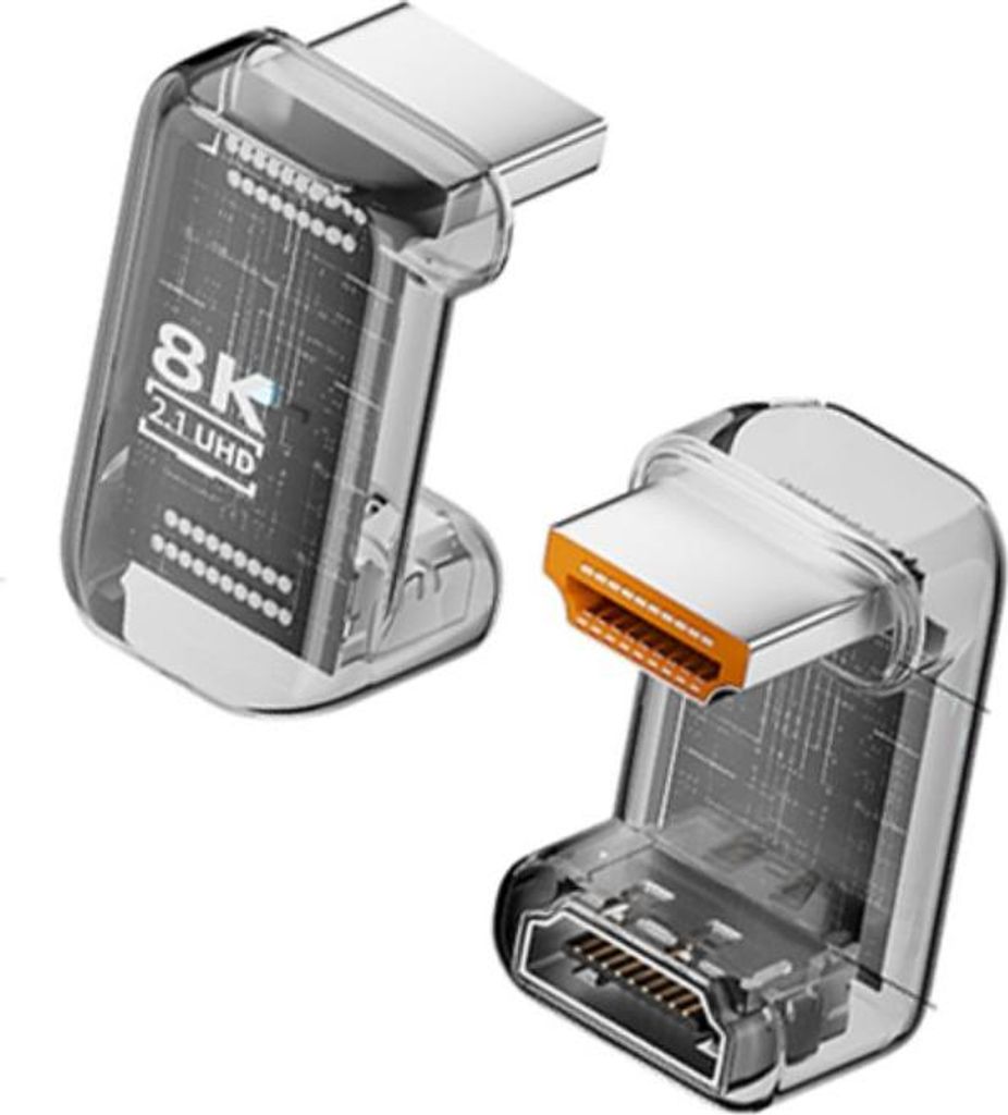 INF 3er Set 8K HDMI 2.1 U-förmiger Adapter 180 Grad Stecker auf Buchse ABS für TV Monitor Transparent
