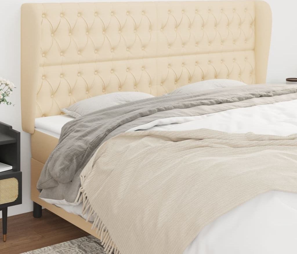 Maison Exclusive - Kopfteil mit Ohren Creme 203x23x118/128 cm Stoff