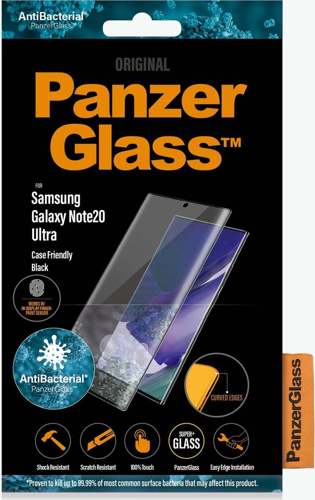The image shows the retail packaging for a PanzerGlass screen protector.