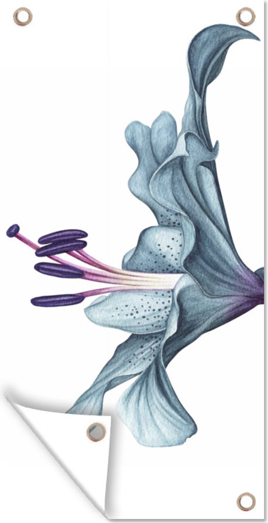 MuchoWow 80x160 cm Outdoor-Poster Gartendeko Sichtschutz Garten Poster für den Garten Blumen - Aquarell - Lilie