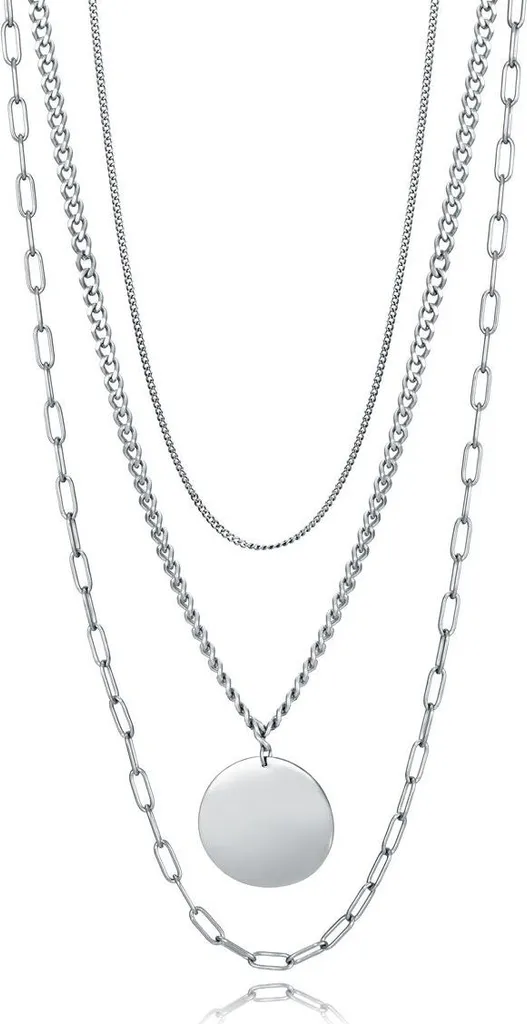 Collier minimaliste élégant Chic 15055C01000 en argent massif rhodié