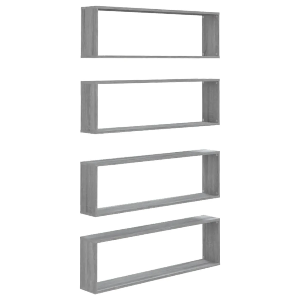 Mensole Cubo SYFAX 4pz Grigio Sonoma 100x15x30 - Look Parete Incredibile