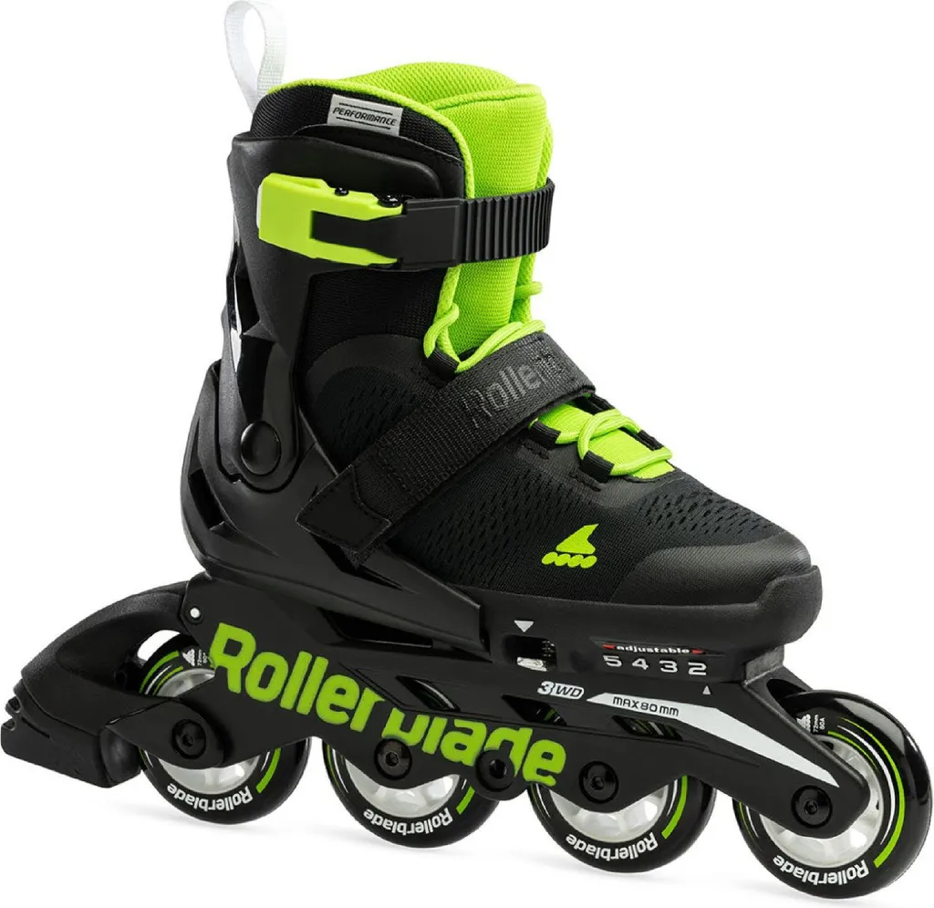 Rollerblade Microblade Noir Vert - Patins en Ligne Fille Taille 33-36,5