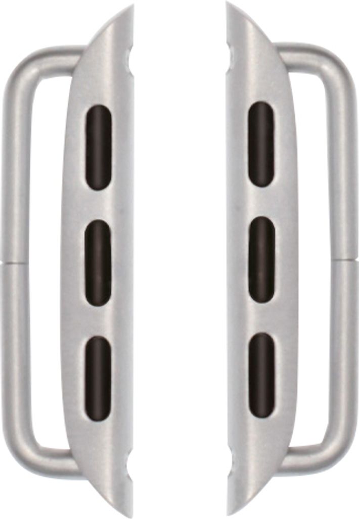Happel Connector für Apple Watch - Armband Adapter für 42/ 44/ 45mm Gehäuse, Stegbreite 24mm, silber aluminium