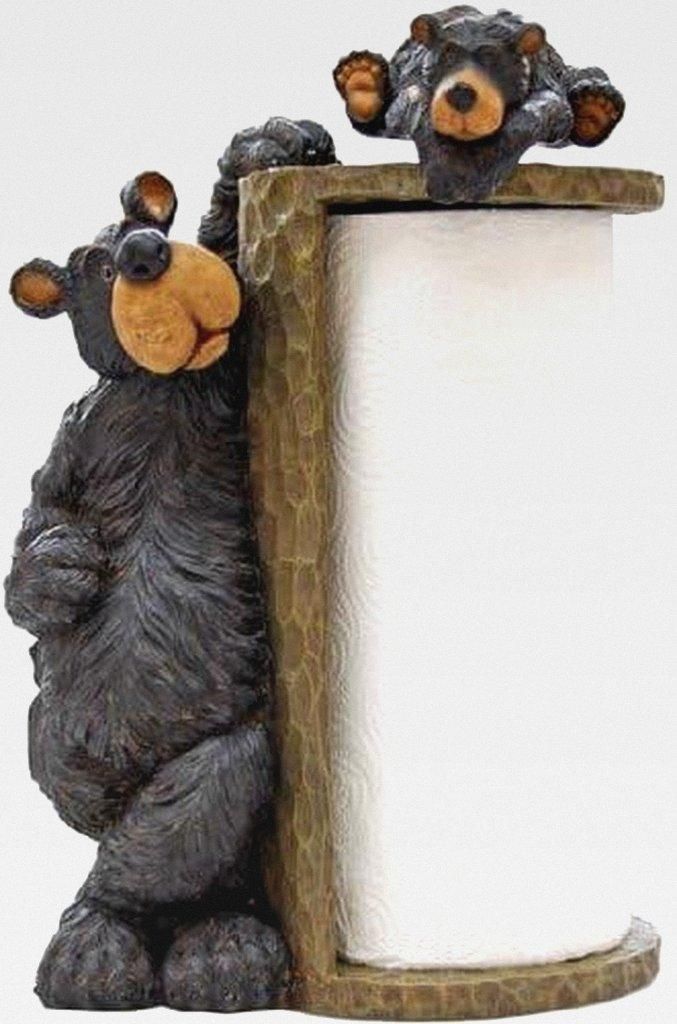 Willie Black Bear Paper Towel Holder Rack for Free Standing on Counter or Table (Great Kitchen Decor) 35.6cm