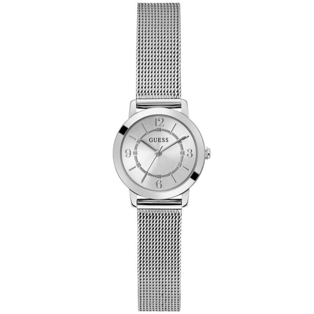 Guess Damen Uhr Edelstahl Silber 28mm Mesh Quarz
