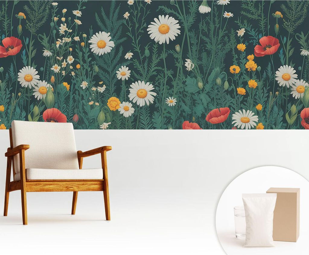 Fototapete - 250x104 cm - Tapete - Wandtapete - Wandbilder - Dekofolie - Tapete Folie - Wand - Dekoration - Wohnzimmer - Wildblumen