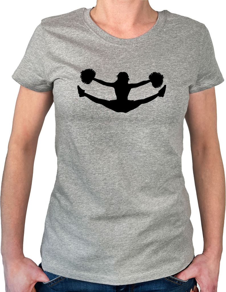 Huuraa Oberteil Cheerleader Silhouette Geschenk Größe XS Sport Grey Bio Baumwolle Fairtrade Cheerleader Aufmerksamkeit