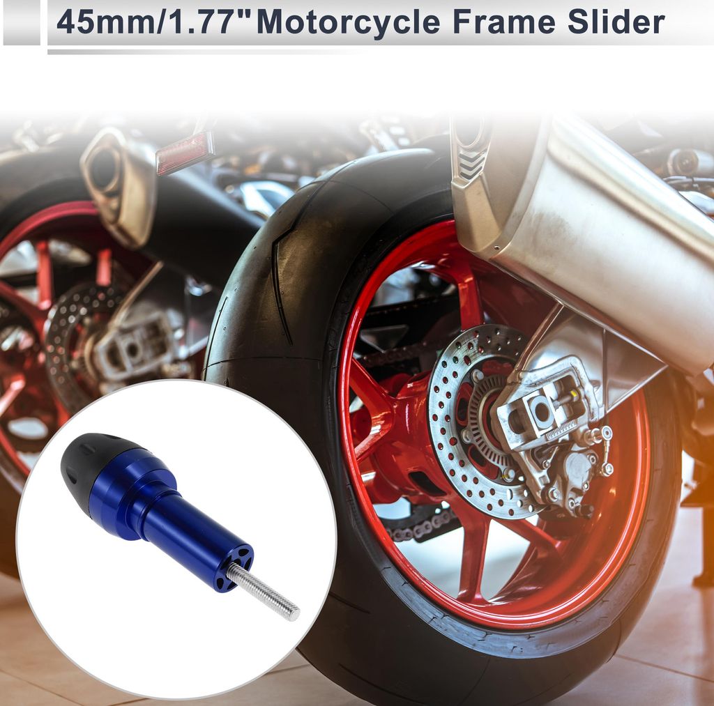 10mm Motorrad Slider Rahmen Aluminiumlegierung Kunststoff Rad Verkleidung Schutz Crash Pad Schutzbügel 45mm 155mm mit 2 Stück Schrauben Blau 1 Set