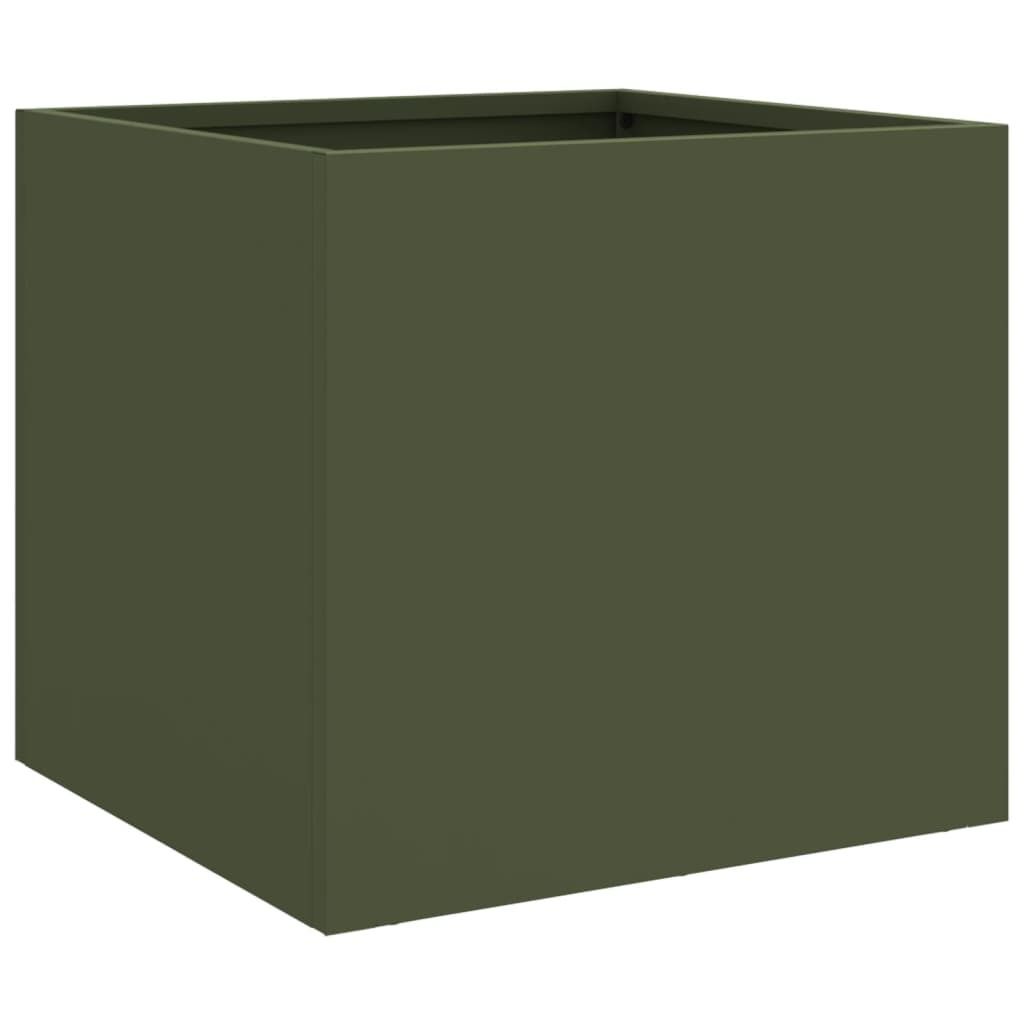 vidaXL Bac à plantes vert olive 32x30x29 cm acier Image du produit 