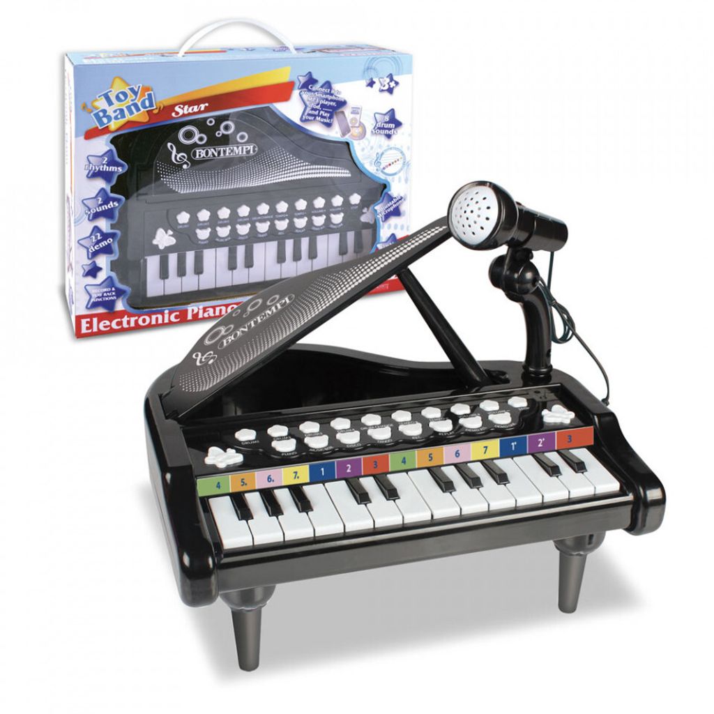 Bontempi elektronische Klavier Spielzeug mit Mikrofon - schwarz - Musik