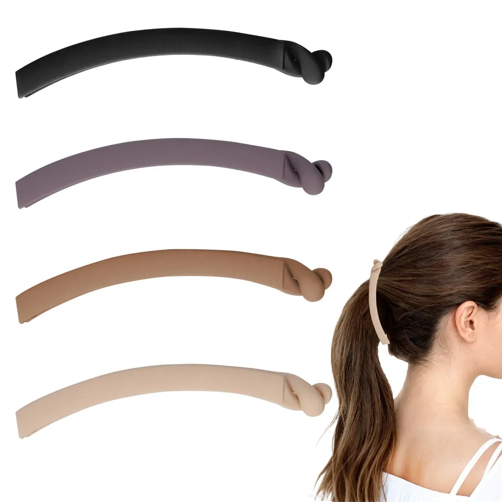 Barrette Banane Anti-Casse et Anti-Glisse en Satin, Lot de 4 Barrettes