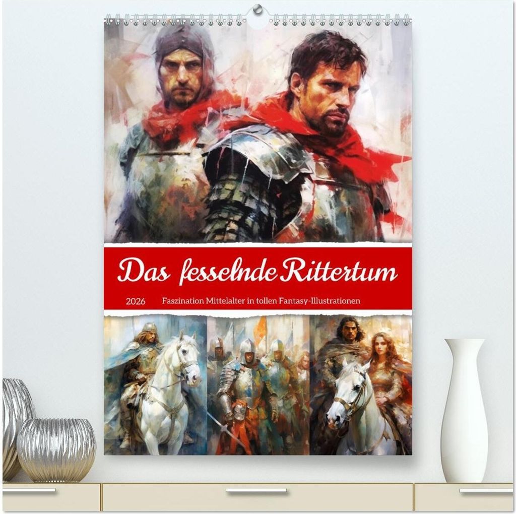 Das fesselnde Rittertum. Faszination Mittelalter in tollen Fantasy-Illustrationen (hochwertiger Premium Wandkalender 2026 DIN A2 hoch), Kunstdruck ...