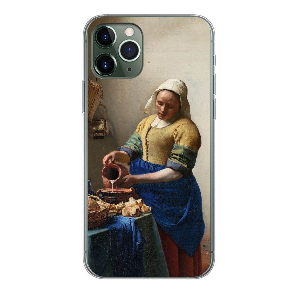 MuchoWow Handyhülle Schutzhülle Hülle für iPhone 11 Pro Das Milchmädchen - Vermeer - Alte Meister Silikon Softcase Handy Hülle - Handy