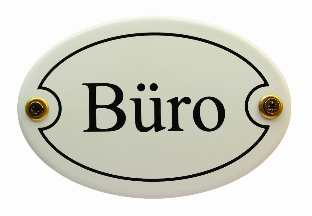 Emaille Türschild Büro weiss oval Schild Emailleschild Produktbild 