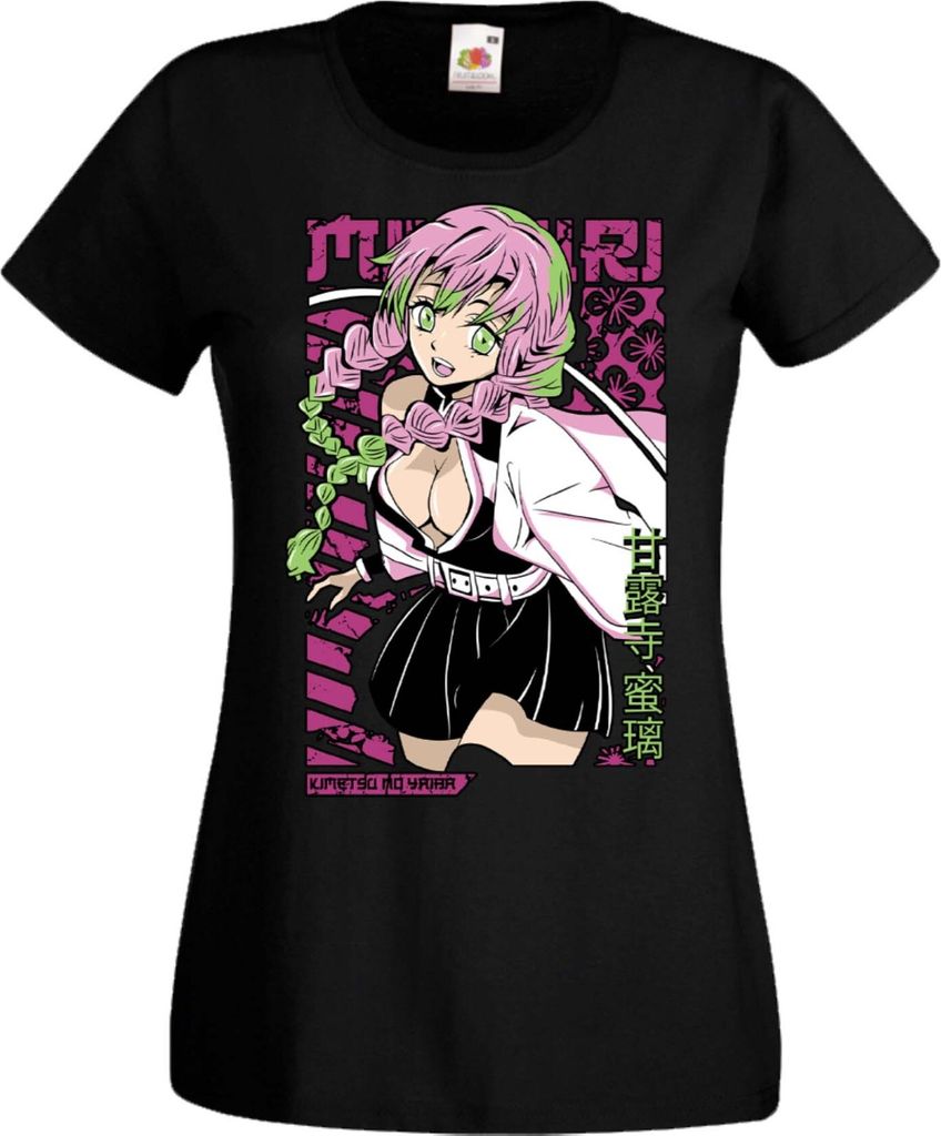 Damen T-Shirt Manga Anime Demon Anime Slayer Kanroji Mitsuri Kanroji Mitsuri, Lady M / Schwarz