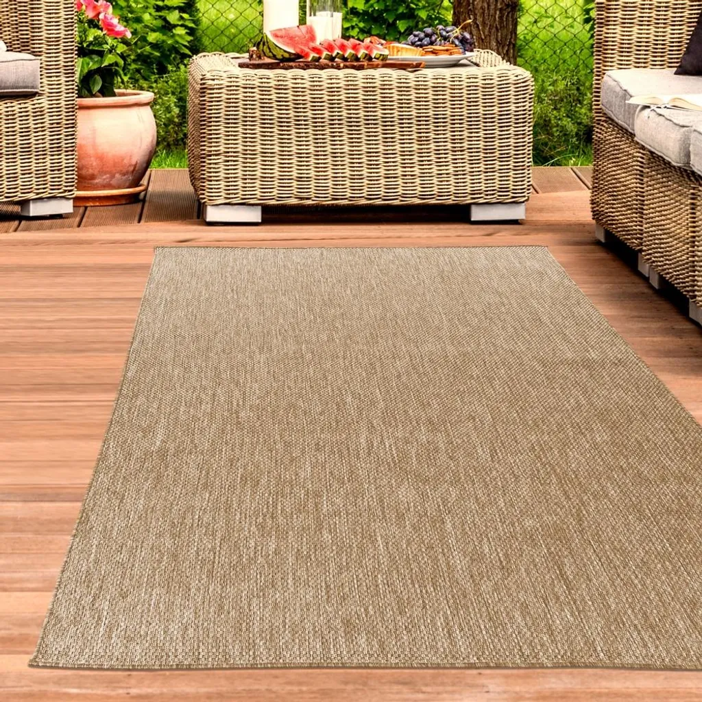 Tapis d'extérieur lavable beige 80x150 cm pour petit balcon et véranda