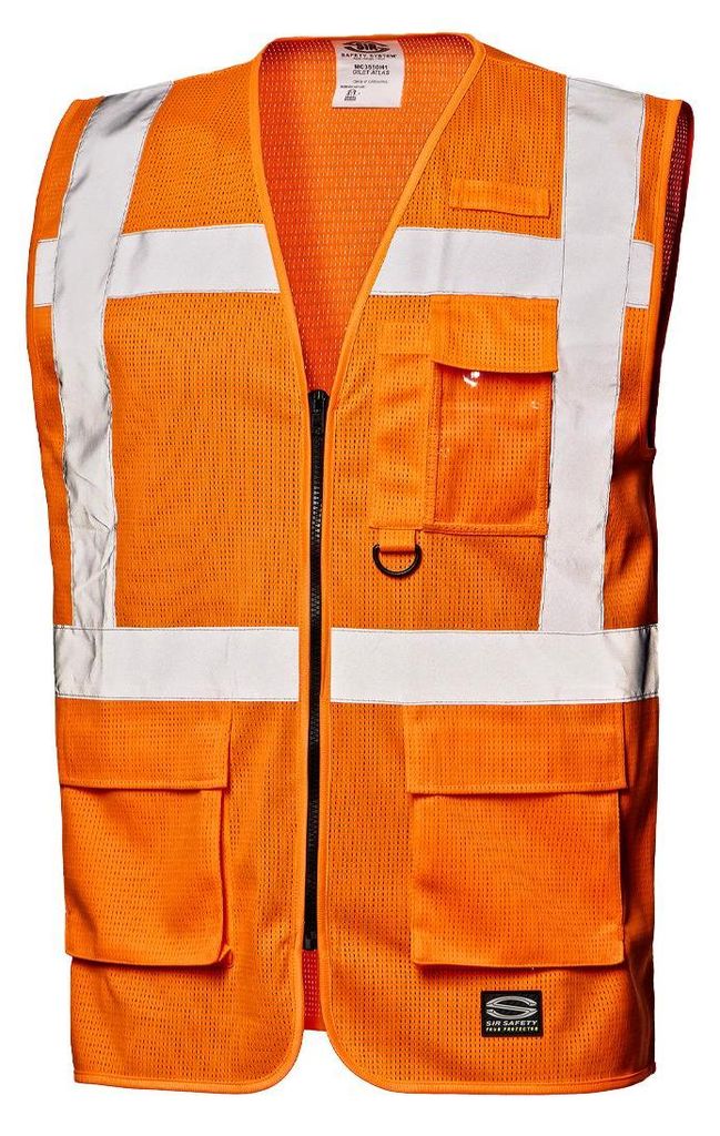 Sir Safety Atlas Herren Warnschutzweste aus Mesh-Polyester reflektierend EN ISO 20471 Klasse 2, M, Warnorange