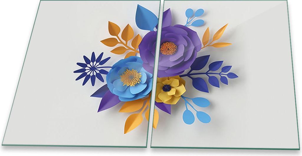 Herdabdeckplatten Spritzschutz Glas Universal 2-Teilig 2x40x52 Blumen Violett