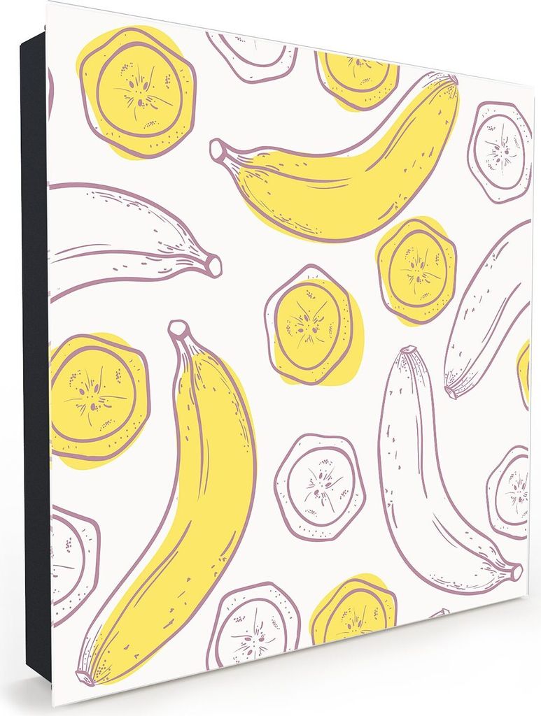 Nachbildung-Schlüsselkasten, Magnetpinnwand und Memoboard mit Glasfront Motiv Skizze von Bananen