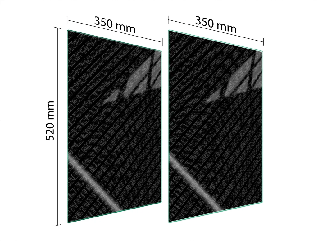Set 2 Copri Piano Cottura 35x52 Vetro Temperato Nero | Tagliere