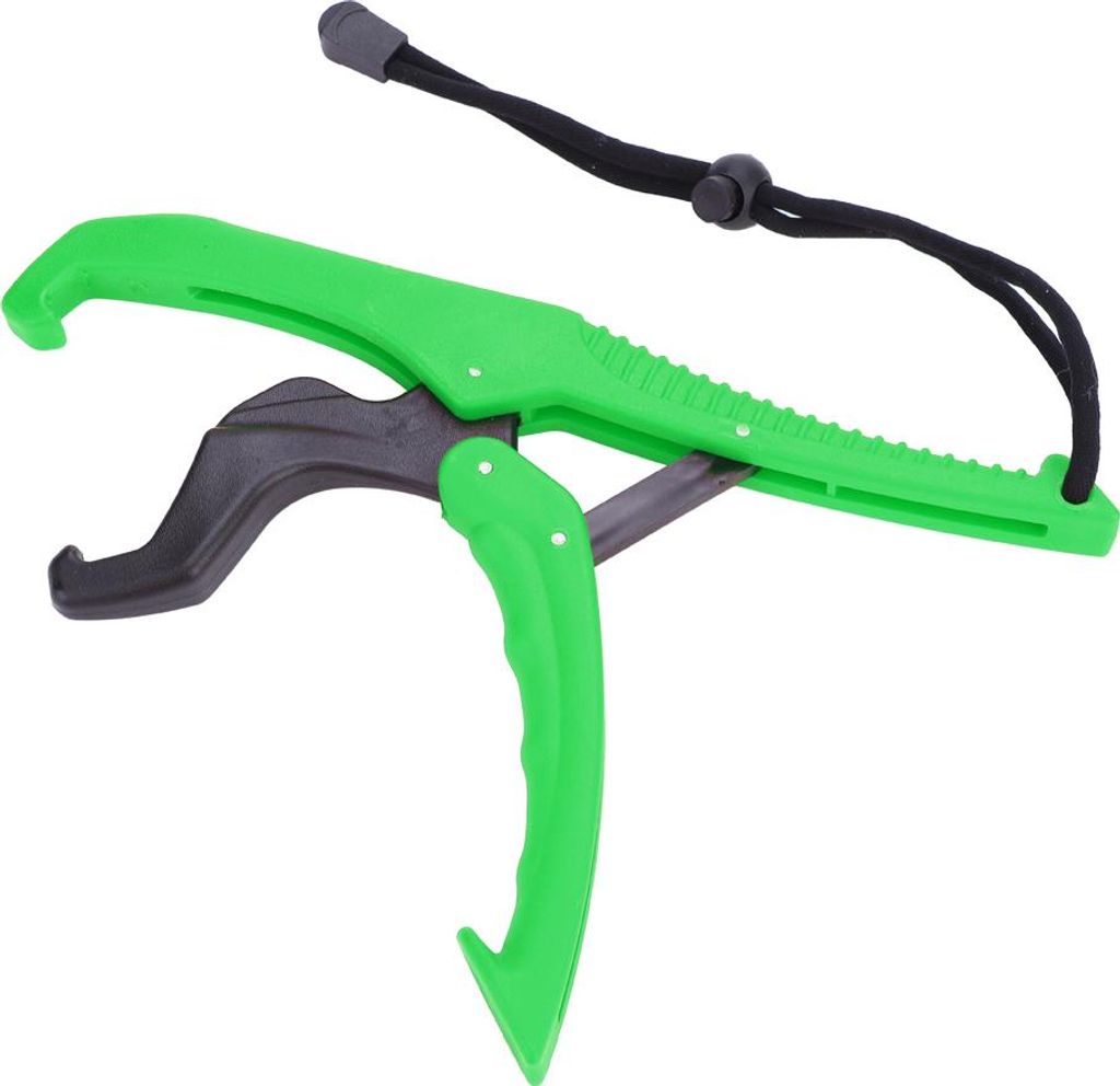 Angelgreifer-Ausrüstungswerkzeug, ABS-Griff, Tackle-Halter, Fischklemme mit verstellbarem Seil (grün, L)