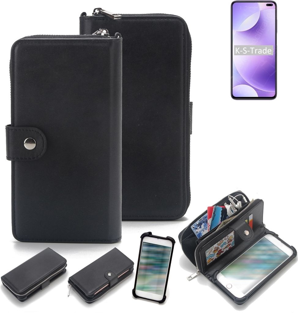 K-S-Trade 2in1 Handyhülle Schutzhülle kompatibel mit Xiaomi Redmi K30 4G & Portemonnee Cover Handy Hülle Case Etui Geldbörse Wallet Bookstyle
