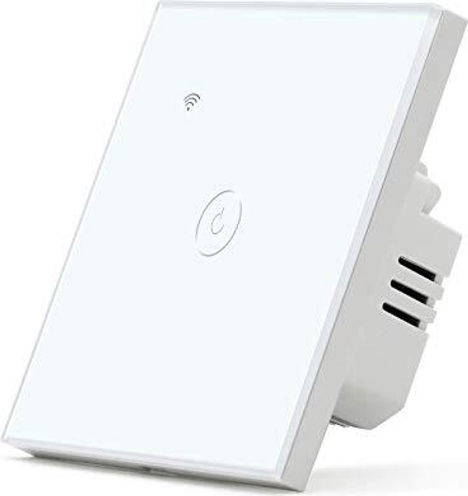 BSEED Smart Alexa Lichtschalter 1 Fach Weg Wifi Touch Wandlichtschalter Arbeitet mit Tuya/Alexa/Google Glas-Touchscreen-Schalter Weiß(Nur 2,4 GHz