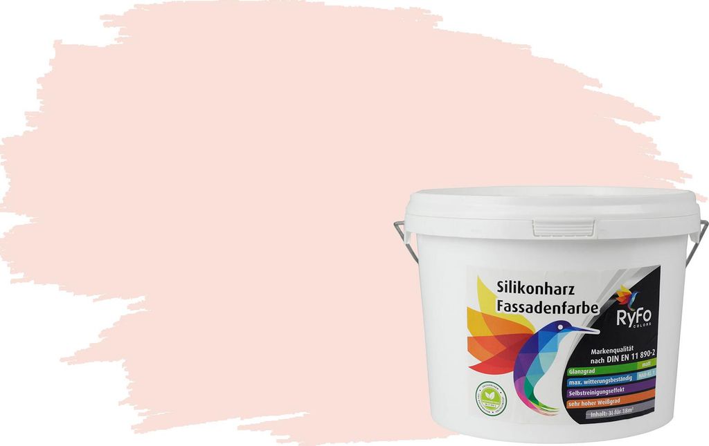 RyFo Colors Silikonharz Fassadenfarbe Lotuseffekt Trend Weißtöne Rosenweiß 3l - bunte Fassadenfarbe, weitere Weiß Farbtöne und Größen erhäl...