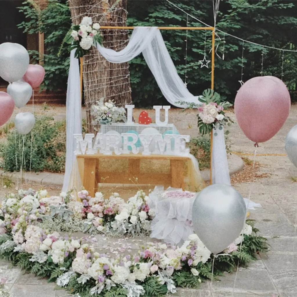 Support arche décorative dorée 2m pour fleurs et ballons de cérémonie - 7