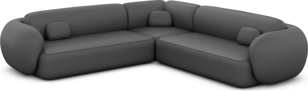 Echtleder Ecksofa Mira Dunkelgrau