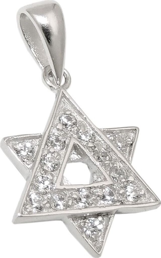 Anhänger Silberanhänger David-Stern mit vielen weißen Zirkonia 925 Silber