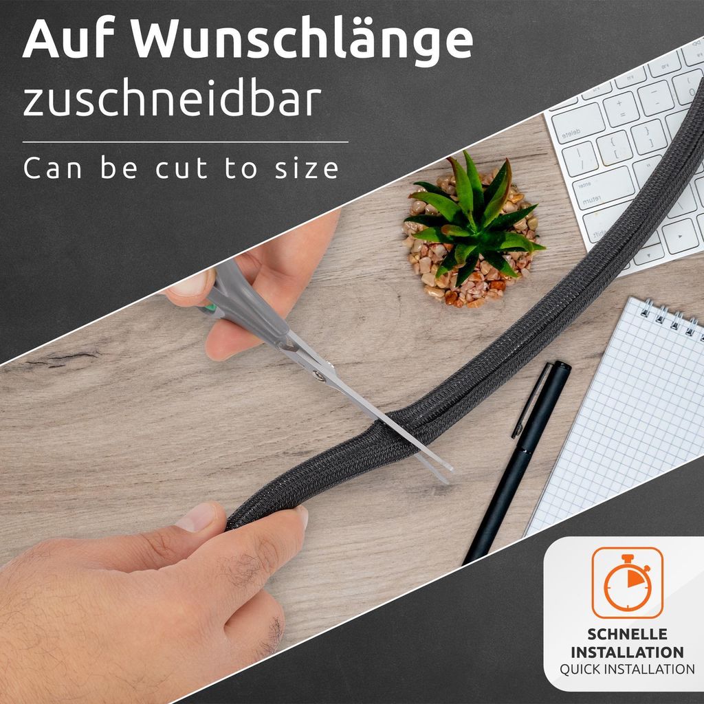 ECENCE Kabelschlauch 3m  - Schwarz - Kabelmanagement Produktbild 5