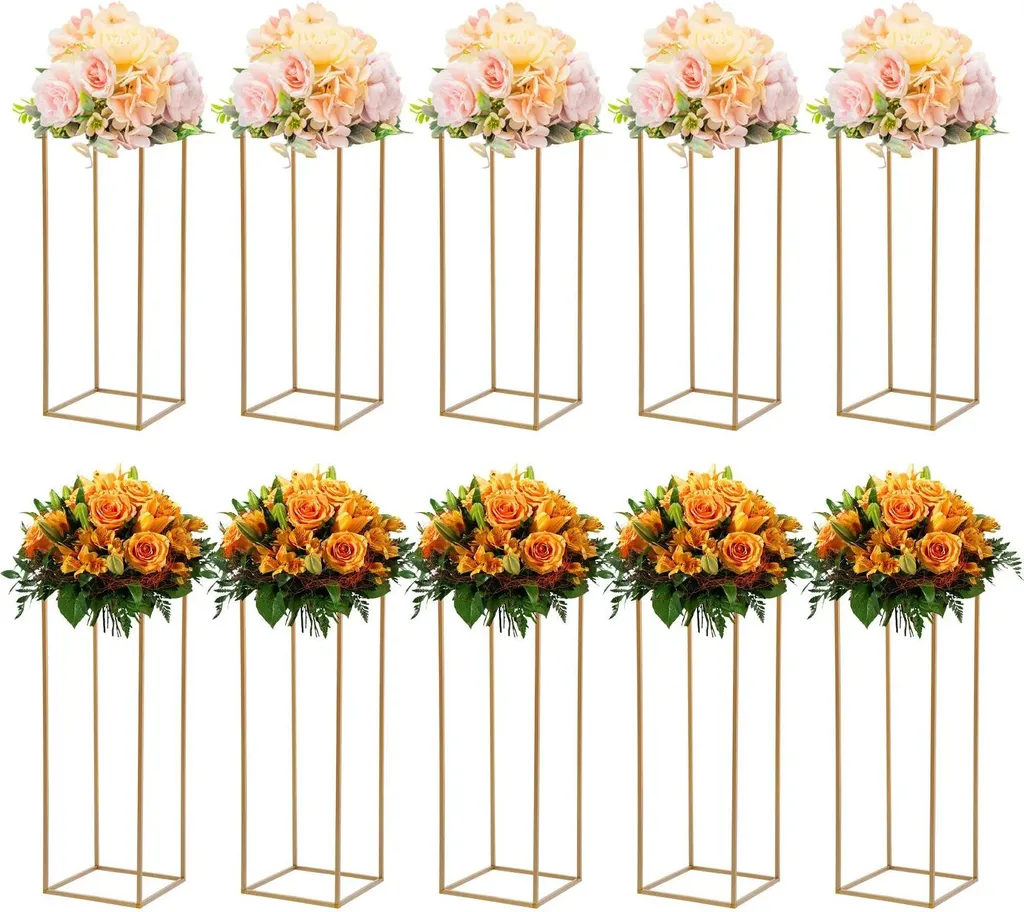 Décoration de Table Mariage : Support de Vase Géométrique Or 80cm x10 - 6