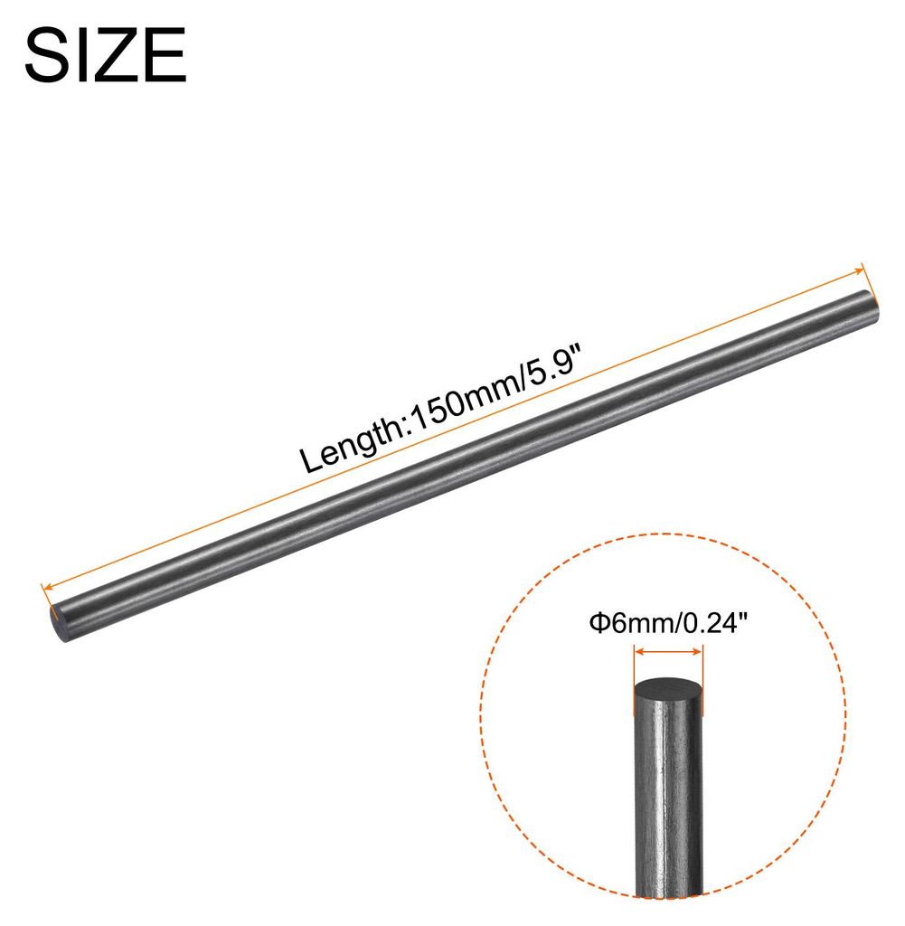 2er Pack Carbonfaserstab, 6mm x 150mm fš¹r RC Flugzeug DIY Werkzeug Flš¹gelrohr Quadcopter Arm