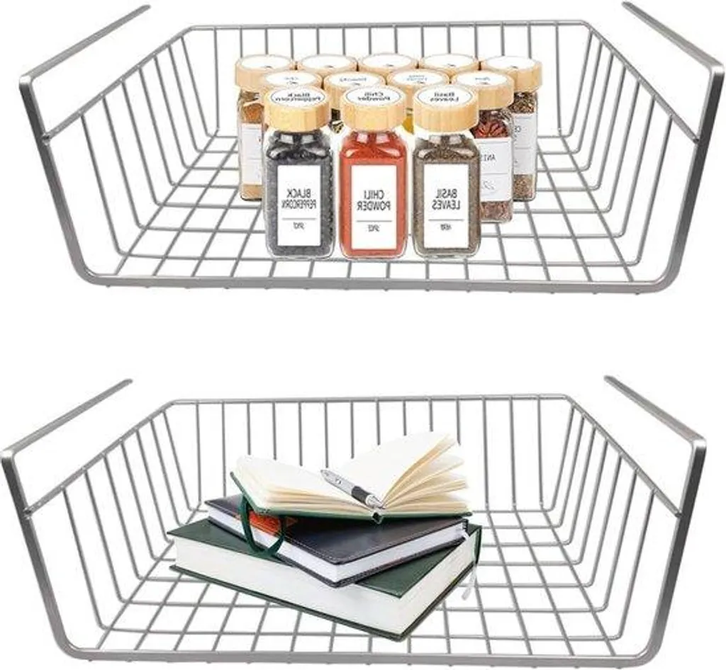 Panier de rangement en métal pour cuisine et salle de bain - Set de 2