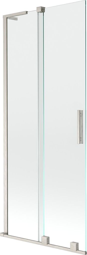 Mexen Velar L Badewannenwand 2-flügelig verschiebbar 80 x 150 cm, transparent, gebürsteter Nickel - 896-080-003-01-97