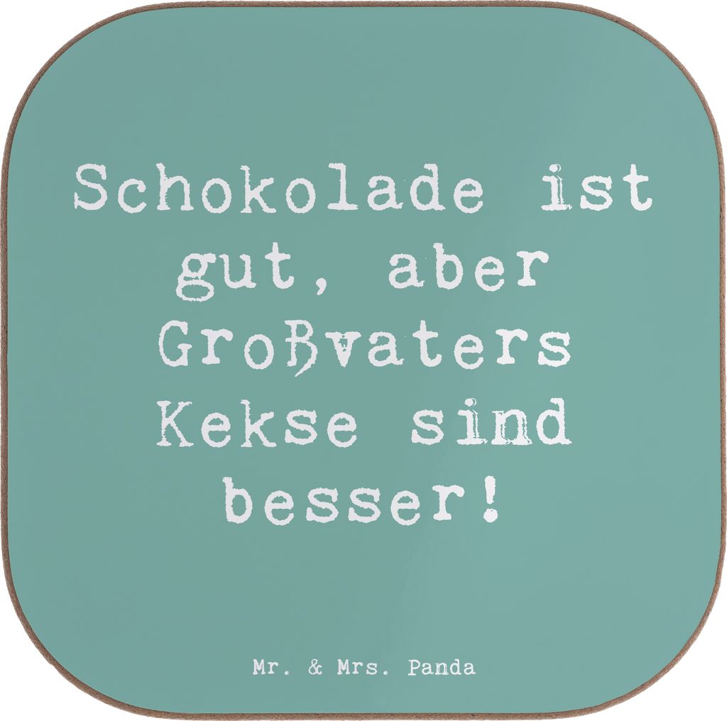 Mr. & Mrs. Panda Quadratischer Untersetzer Spruch Großvaters Kekse - Meeresbrise - Geschenk, Geschenke, Dankeschön, Großvater, Geburtstage, für...